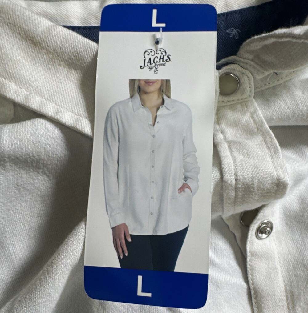 Jachs Girlfriend New York Men’s L White Twill Long Sleeve Button-Up